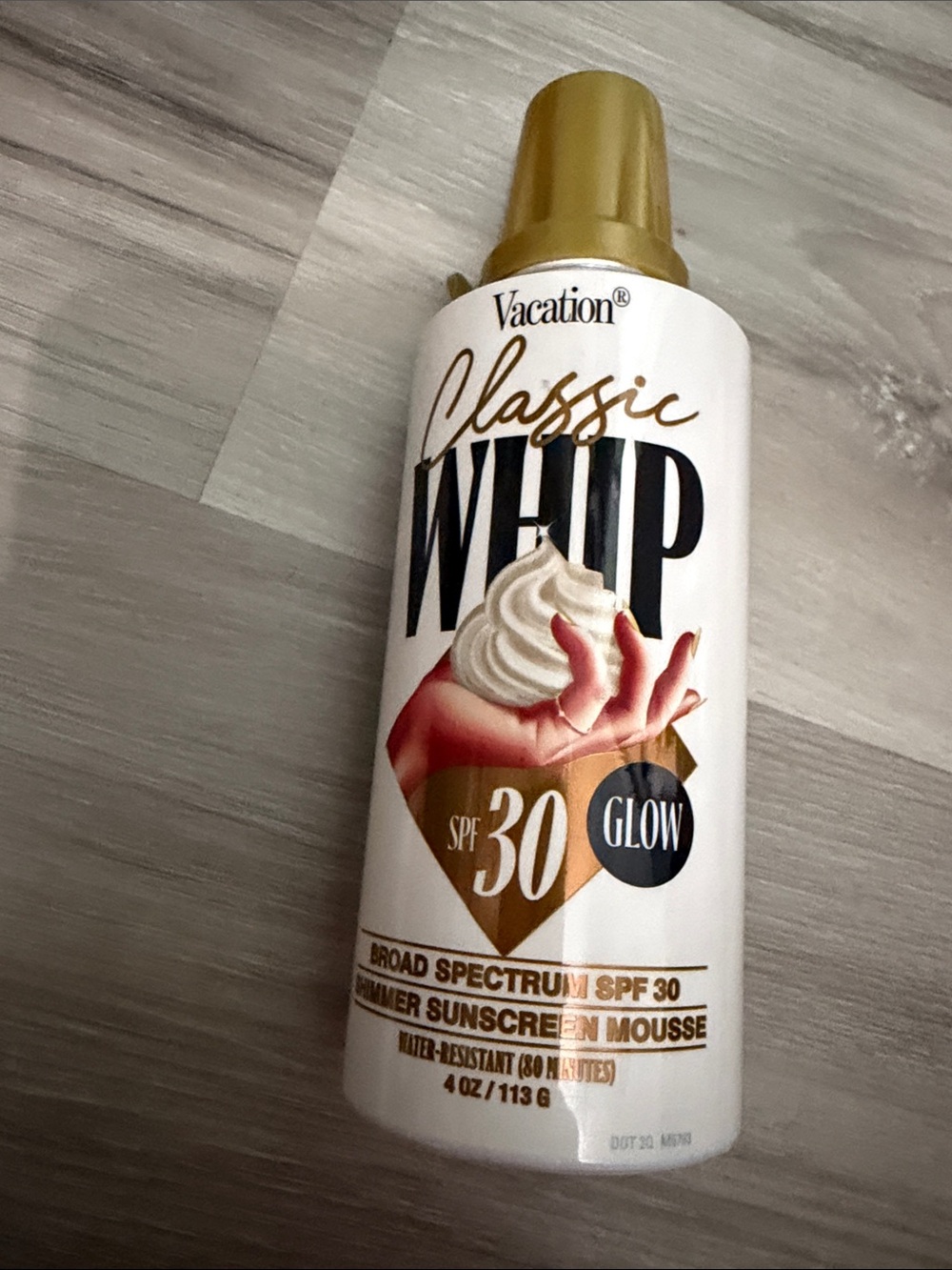 Classic Whip SPF 30 Glow Sunscreen Mousse — White with Gold Cap